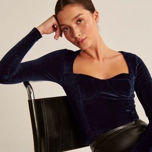 Abercrombie Long-Sleeve Velvet Corset Top